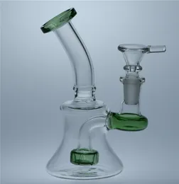 Yeşil beher bongs geri dönüştürücü dab teçhizat duş başlığı perc cam su bong sigara nargile 14mm eklem ile kase cam bong ucuz cam su bongs