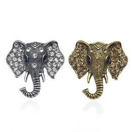 Vintage Rhinestone Elephant Brooch Bronze Zwierząt Broszki Dla Kobiet Mężczyzn Denim Garnitur Sweter Collar Pin Button Badge Broche