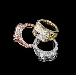 14Kゴールドメッキスクエアジルコンダイヤモンドリングの結婚式のリングの婚約ジュエリー男性女性ギフト
