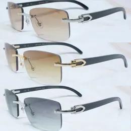 Black buffalo horn sunglasses mens fashion square rimless designer for men sun glasses 2021 luxury eyewear woman gafas de sol decoration