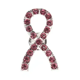 Breast Cancer Awareness Brooches Rhinestone Pink Ribbon Crystal Brooch Pin For Women