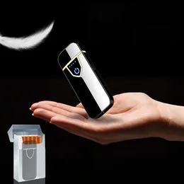 Pekskärmsensor cigarettändare metall smart fingeravtryck induktion USB laddning flamlös vindtät premium elektriska tändare VT1606