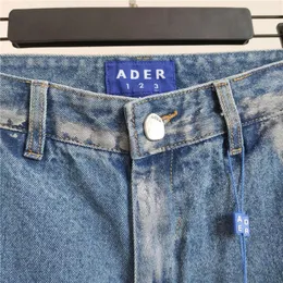 20AW Adererror Vader Jeans Homens Mulheres Shooting star estilo desgastado Ader error Denim Jeans Blue Mark Tag Label Adererror Pants1265o