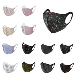 Mode Färgglada Mesh Face Masks Bling Diamond Party Mask Rhinestone Grid Net Mask Tvättbar Sexig Hål Mask för Kvinnor