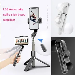 L08 Stabilizator Bluetooth Selfie Stick z pilotem Statyw Składany Składany Obsługa Horyzontalna i pionowa do Smart Telefon