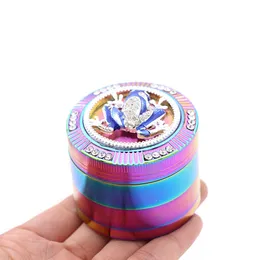 Grinder per erbe diamantate da 52 mm Arcobaleno Frantoio per fumo tempestato di diamanti 4 strati Animal Design Tritacarne in metallo Frantoio per tabacco in lega di zinco GGA3717-5