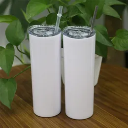 50pcs/carton 20oz Sublimation Tumbler Stainless Steel Coffee Mug Double Wall Insulated Wine Tumbler With Straws Vaccum Mug