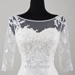 Elegant Sheer Bridal Lace Jacket Batesu Long Sleeves Appliques Wrap Sheath Bridal Bolero Custom Made High Quality Jacket For Wedding Dresses