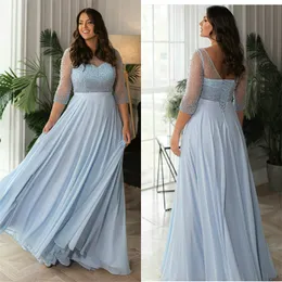 Plus Size Light Sky Blue Prom Dresses Sexy Backless Koraliki Suknia Wieczorowa Plus Rozmiar Ruched Szyfonowa Custom Made Party Dress