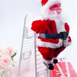 Jul Santa Claus Doll Electric Climb Double Ladder Leksaker Julgran Ornaments Kids Music Gifts Toy Hanging Doll Sea Shipping LSK1296