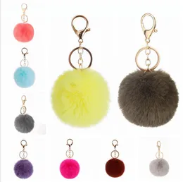 8cm imitera kanin päls boll keychain pom pom bil handväska nyckelringar dekoration fluffy faux päls nyckel ring väska tillbehör sjö frakt ljjp495