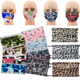 17.5 * 9.5cm Vuxen Designer Ansiktsmask (10st / Pack) Engångsmaskar Mode Earloops Protective Mask 3 Lager Kamouflage 50 Modeller DHL Gratis