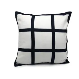 Blank Sublimation Pillow Case Black Grid Heat Transfer Throw Cushion Cover Home Sofa Pillowcases 40*40cm DDA547