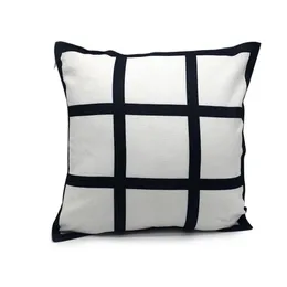 Blank sublimering kuddeväska Svart gallervärmeöverföring Kasta kuddehölje Hem Sofa Pillowcases 40 * 40cm DDA547