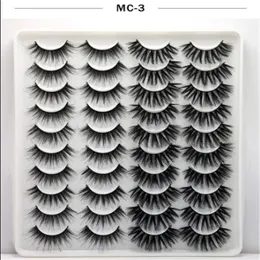 caixa eyelashes1 imitado Mink de 20 conjuntos de 3D Falso pestanas falsificadas Macio Natural Grosso cílios Eye Lashes 3D mink cílios falsos