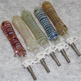 Kit de tubo de néctar de vidro de vidro de cachimbo 10 mm com quartzo unhas titânio dabber prato ashcatcher bong bong tubos