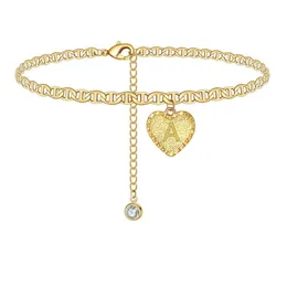 Crystal Gold Chains A-Z English Initial Heart Anklet Change Charm Footle Lettere Women Fashion Jewelry Will e Sandy Gift