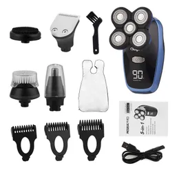 Rasoio elettrico da uomo 5 in 1 Rasoio elettrico ricaricabile Rasoio elettrico Rasoio Barba Trimmer Spazzola per la pulizia del viso