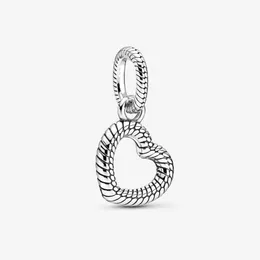 New Arrival 100% 925 sterling silver Snake Chain Pattern Open Heart Pendant Fashion Jewelry making for women gifts free shipping