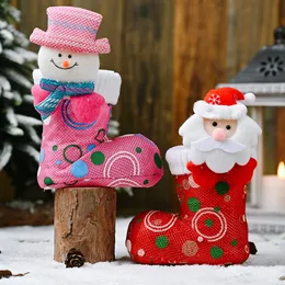 New Christmas Decorations Cartoon Head Bright Cloth Boots Red Pink Candy Boots Gifts Small Shoes Wholesale Europe And America 2021 New Year