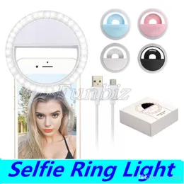 RK12 Portable Beauty Selfie Ring Light 9 pcs LED Camera Photography Enhancing Flash Light with USB Cable Rechargeable for Cell Phones