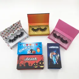 Benutzerdefinierte Halloween-Wimpernboxen, leere magnetische Wimpernverpackungsbox, rechteckige Nerz-Wimpernbox für dramatische Wimpern ohne Wimpern