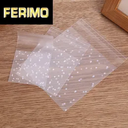 100pcs Plastic Cellophane Bags Matte white spots Candy Cookie Packing Gift Bag with DIY Bread Self Adhesive Pouch Party wedding