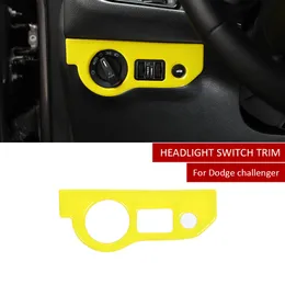 Dodge Challenger 2015+充電器2010+車のインテリアアクセサリーのための黄色の車の左ヘッドライトスイッチボタントリム