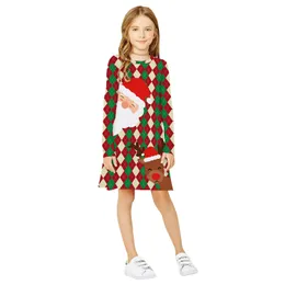 Hot Selling In Europe And America Santa Claus Digital Printing Autumn Girls' Dress Cute Fashion Children's Dress Fashion