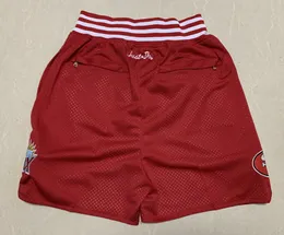 Nieuwe Shorts Team Shorts Vintage Voetbal Shorts Rits Pocket Running Kleding 49 Rode Kleur Just Gedaan Grootte S-XXL