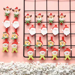 Wooden Clips 6pcs New Year Party Decoration Photo Wall Clip DIY Santa Claus Christmas Ornaments Decorations for Home Kids Gift s