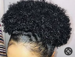 DIVA 100% Human hair ponytail extension jet puff afro bun big puff short high afro kinky curly hair extension 140g