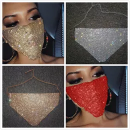 Vrouwen metalen glanzende diamant gezicht masker bling bling strass maskers sexy nacht club feest masker festival carnaval wilde sieraden masker