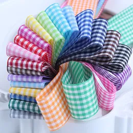 100Yard Silk Plaid Ribbon For Webbing Sewing Cake Balloon Packaging Wedding Christmas Decoration Ribbon Gift Wrapping Sewing Accessories