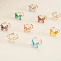New Fashion mulheres anéis cristal anéis abertos Borboleta simples Banquetes anéis de casamento projetado para as mulheres presente de aniversário para namorada