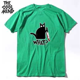 Hot Sale Mens Tshirt Cotton Short Sleeve Cool Kniv Cat Print Men T Shirt Casual Loose Cat Men Tshirt O-Neck T-shirt Tee