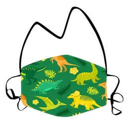 DHL Shipping kids Cartoon Dinosaurs Mask With Lanyard Rope Anti-fog Dust Protection Masks Washable Windproof Hanging Neck Face Cover HHD1548