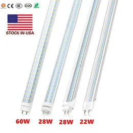 Stock In US + bi pin 4ft led t8 tubes Light 18W 22W 28W 60W 80W Double Rows T8 Replace regular Tube AC 85-265V