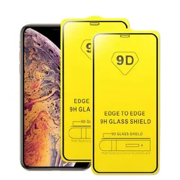 9D Full Cover Cell Phone Screen Protectors f￶r iPhone 14 13 12 11 Pro Max XR 7 8 Samsung A30S A40S Tempererat glas med detaljhandelsf￶rpackning