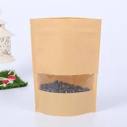 100st Brown Gift Kraft Paper Bag Zip Lock Food Snack TEA PAG Packing Retail Craft Paper Bag Food H Jllbmg