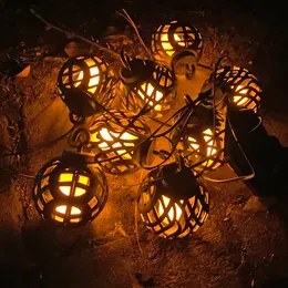 Sol lyktor sträng lampa utomhus vattentät flimrande flamma hänger med 8 bollar