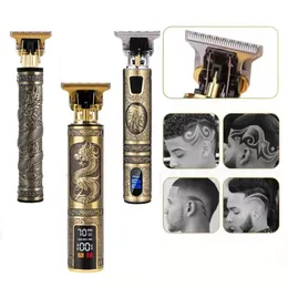 Gratis frisyr Bib T9 Machine LCD Display Salon Professional Clipper Man Trimmer Beard Dresser Comb Personlig vård 220216