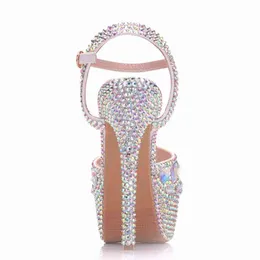 NXY Lady Sandals Zapatos de Tacón Superalto Con Diamantes Para Mujer, Tacones 14cm, Plataforma Abierta, Pulsera 4cm, Stilettos Coloridos 0126