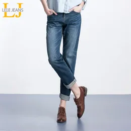Leijijeans Bahar Artı Boyutu Moda Ağartılmış Vintage Orta Bel Tam Boy Gevşek Erkek Arkadaşı Kot Kadınlar Için Stretch Jeans 201029