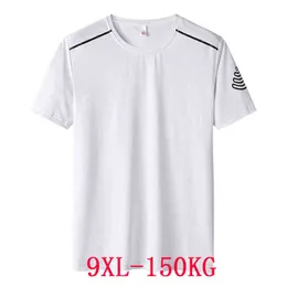 sommar män t-tröjor snabba torra sport teeable plus storlek stor 7xl 8xl 9xl oversize tshirt elasticity toppar lös vitblå g1222