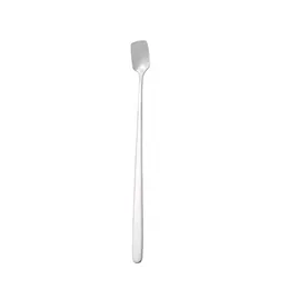 High Quality 304 Stainless Steel Square Head Ice Spoons Home Kitchen Long Handle Coffee Dessert Cocktail Stirring Scoops H jllIMP