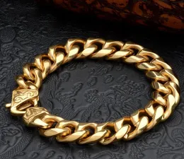 Herrenschmuck, Titanstahl, Edelstahl, Vakuumbeschichtung, Gold, sechsseitiges Schleifguss-Verschluss-Armband