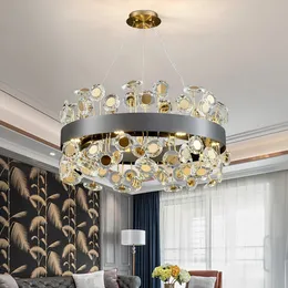 New modern crystal chandelier for living room sunflower design round led cristal lustre home decor gold/black indoor lighting