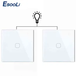 5PC ESOOLI EU 1ギャング2ウェイウォールライトコントローラースマートホームオートメーションタッチスイッチ防水と耐火2ギャングW220314