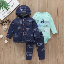 BABY BOY clothes set fall outfit newborn winter infant clothing 2020 long sleeve hooded coat+bodysuit+pants babies fashion 6-24M LJ201023